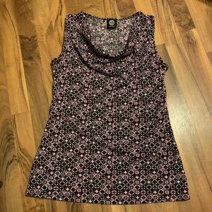 Purple Circle Patterned Sleeveless Top